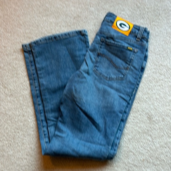NFL Green Bay Packers Boot Cut Jeans 10L - Picture 1 of 5